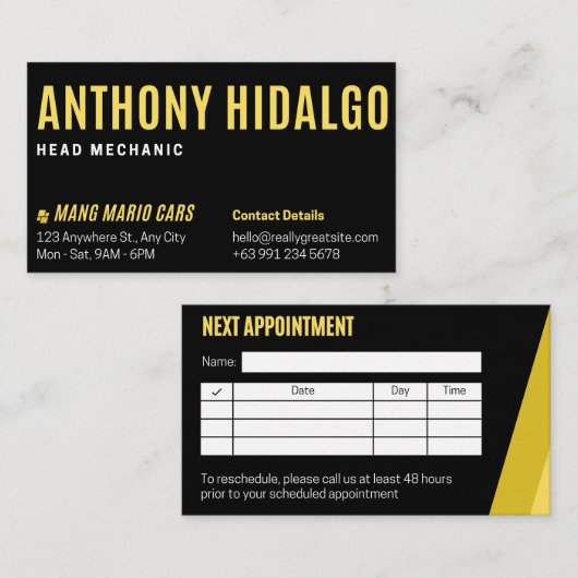 Lash Appointment Reminder Card Editable  名刺 (正面/裏面)