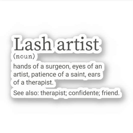 Lash Artist Definition、Lash Tech、Lash Artist シール (正面)