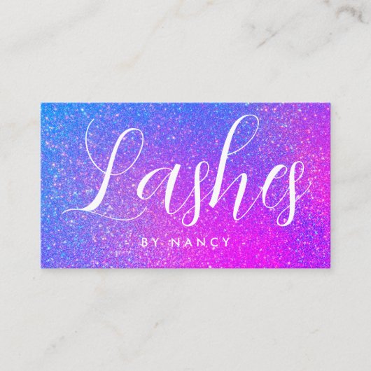 Lash Artist Typography Purple Holographic Glitter  名刺 (正面)