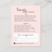 Lash/Browアフターケアの手順とアポイントメント 名刺 (裏面)