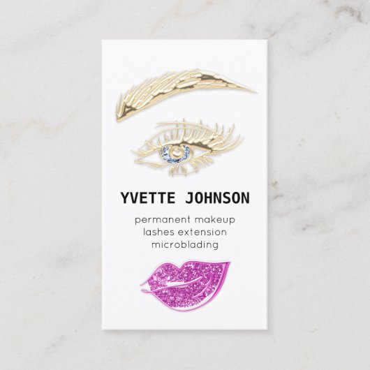 Lash BrowパーマネントメイクアップロゴQRコードブルーピンク 名刺 (正面)