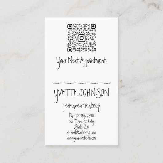 Lash BrowパーマネントメイクアップロゴQRコード赤い唇 名刺 (裏面)