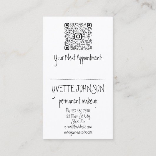 Lash BrowパーマネントメイクアップロゴQR金ゴールドキスリップ 名刺 (裏面)