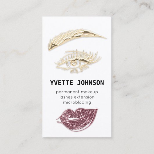 Lash BrowパーマネントメイクアップロゴQRCodeバラ 名刺 (正面)