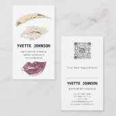 Lash BrowパーマネントメイクアップロゴQRCodeバラ 名刺 (正面/裏面)