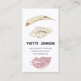 Lash BrowパーマネントメイクアップロゴQRCodeピンク 名刺
