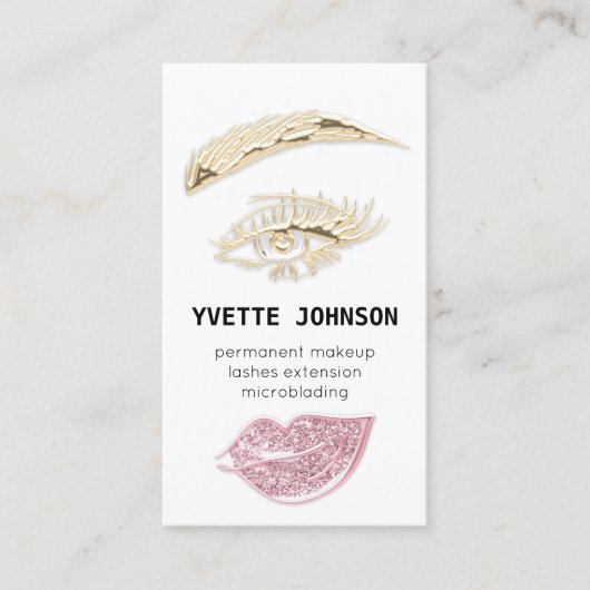 Lash BrowパーマネントメイクアップロゴQRCodeピンク 名刺 (正面)