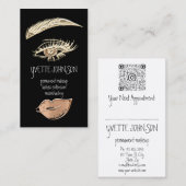 Lash BrowパーマネントメイクアップロゴQRCode金ゴールド銅 名刺 (正面/裏面)