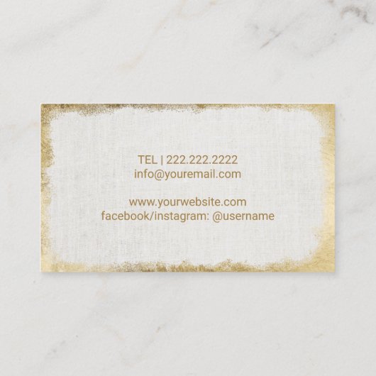 Lash & Browメイクアップアーティストモダン金ゴールドグランジフレーム 名刺 (裏面)