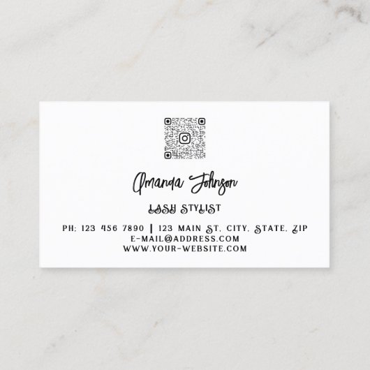 Lash BrowメイクアップロゴホワイトブルーアイQrコード金ゴールド 名刺 (裏面)