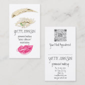 Lash Brow永久化粧QRCode金ゴールドキス緑 名刺 (正面/裏面)