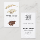 Lash Brow Permanent Make Up Logo QRコードグリッター 名刺 (正面/裏面)