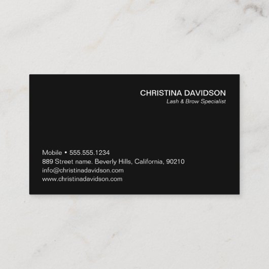 Lash & Brow Specialistカスタムの写真連絡 名刺 (裏面)