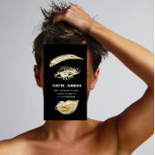 Lash Brows Permanent Make Up Logo QRCodeブラック金ゴールド 名刺