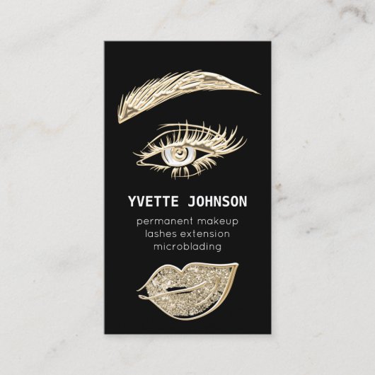 Lash Brows Permanent Make Up Logo QRCode Black 名刺 (正面)