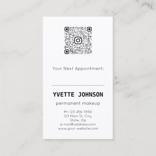 Lash Brows Permanent Make Up Logo QRCode Black 名刺 (裏面)