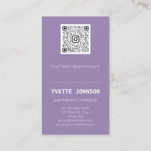 Lash Brows Permanent Make Up Logo QRCode Lip Pink 名刺 (裏面)