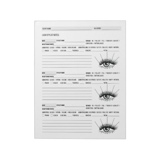 Lash Clientレコード、Lash Extensionsクライアント ノートパッド (回転)