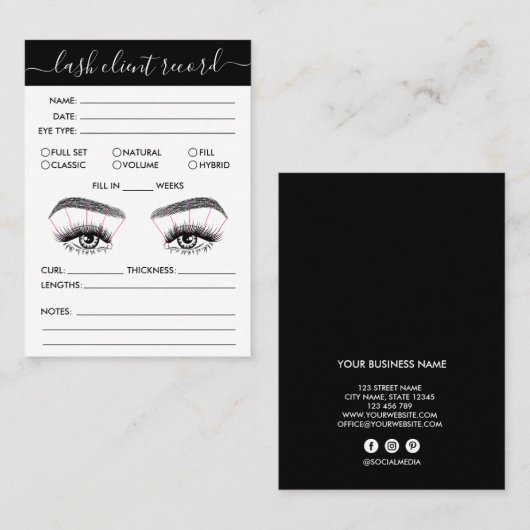 Lash Client Recordロゴの追加シンプルモダンミニマル 名刺 (正面/裏面)