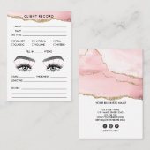Lash Client Record Add Logo赤面Pink Agate 名刺 (正面/裏面)