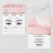Lash Client Record Add Logo赤面Pink Agate Busin 名刺 (正面/裏面)