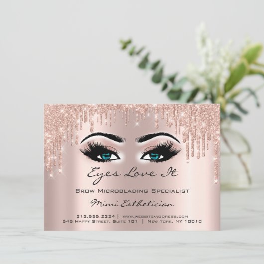 Lash Extensionアフターケア指示青い目 招待状 (スタンド正面)