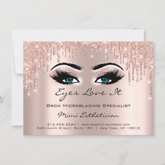 Lash Extensionアフターケア指示青い目 招待状 (正面)