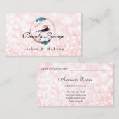 Lash Extensionメイクアップアーティストフローラグリッターブルー 予約カード (正面/裏面)