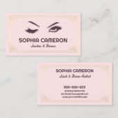 Lash Extension Browsアーティストピンクと金ゴールド 名刺 (正面/裏面)