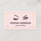 Lash Extension Browsアーティストピンクと金ゴールド 名刺 (正面)