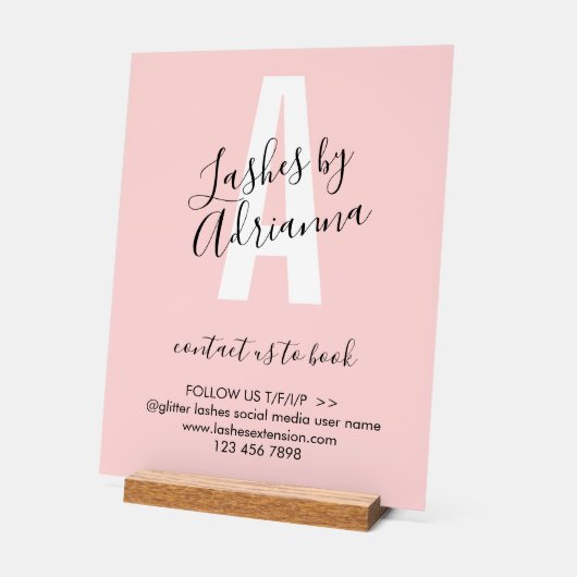 Lash Extension Business Makeup Stylist アクリルサイン (傾斜)