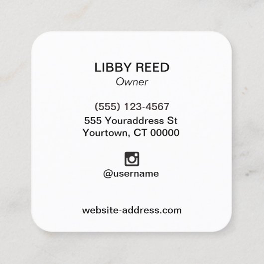 Lash ExtensionsおよびBrow Tinting Threading スクエア名刺 (裏面)