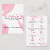 Lash extensionsアフターケアの説明タイポグラフィ 予約カード (正面/裏面)