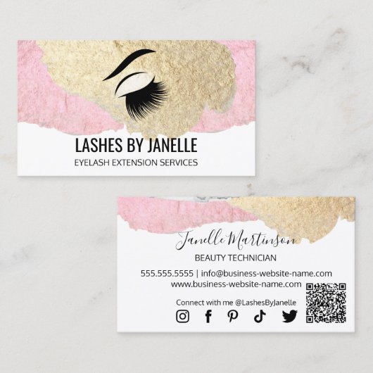 Lash Extensionsエレガント美しい 名刺 (正面/裏面)