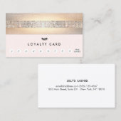 Lash Extensionsピンクのお客様ロイヤリティ10パンチ ロイヤリティカード (正面/裏面)
