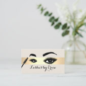 Lash Extensionsメイクアップアーティスト金ゴールドストライプサロン 名刺 (スタンド正面)
