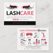 Lash Extensions After Care InstructionsビジネスCA 名刺 (正面/裏面)