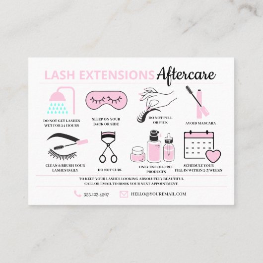 Lash Extensions After Care InstructionsビジネスCA 名刺 (裏面)