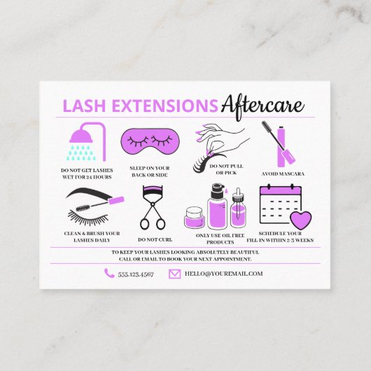 Lash Extensions After Care InstructionsビジネスCA 名刺 (裏面)