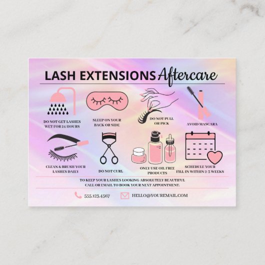 Lash Extensions After Care InstructionsビジネスCA 名刺 (裏面)