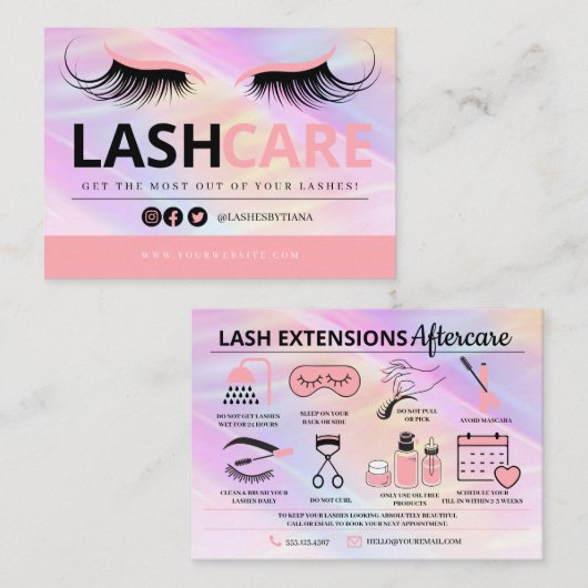 Lash Extensions After Care InstructionsビジネスCA 名刺 (正面/裏面)