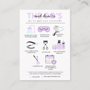 Lash Extensions After Care InstructionsビジネスCA 名刺