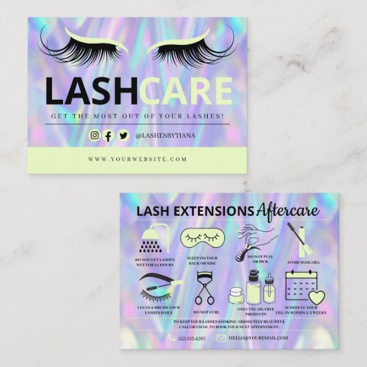 Lash Extensions After Care InstructionsビジネスCA 名刺 (正面/裏面)