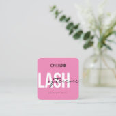 Lash Extensions AfterCareの指示ピンク(黒) スクエア名刺 (スタンド正面)
