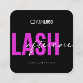 Lash Extensions AfterCareの説明Hot Pink Sq スクエア名刺 (正面)