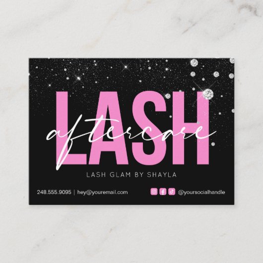 Lash Extensions AfterCare Glam Pink Diamonds 名刺 (正面)