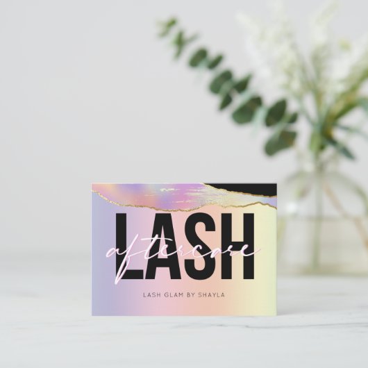 Lash Extensions AfterCare Holographic Rainbow 名刺 (スタンド正面)