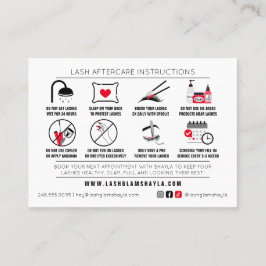 Lash Extensions AfterCare Instructionsアポイントメント 名刺