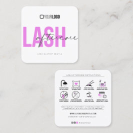 Lash Extensions AfterCare Instructions明るい赤紫色 スクエア名刺