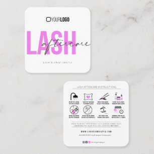 Lash Extensions AfterCare Instructions明るい赤紫色 スクエア名刺